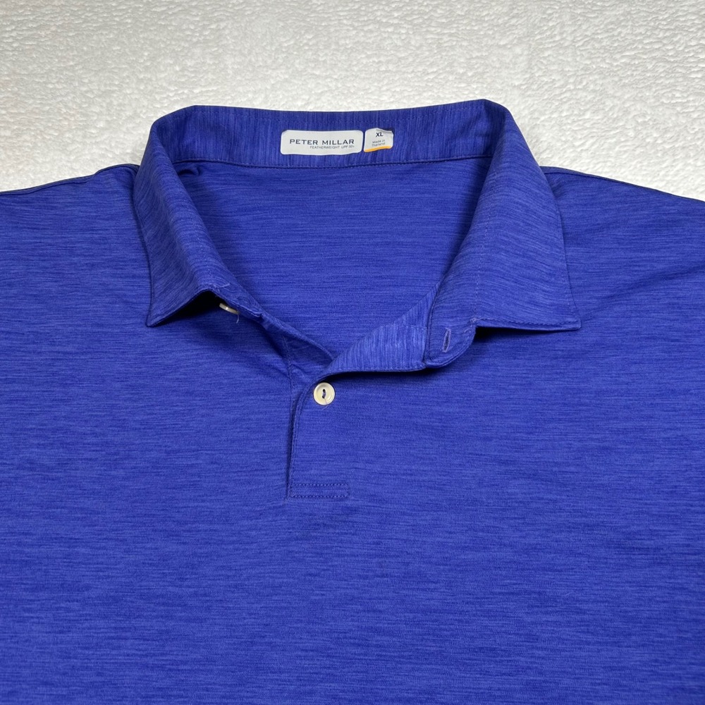 Peter Millar Featherweight UPF 50+ Polo Shirt Mens XL Blue Heather Performance